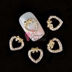Decoratiuni 3D Metalice 012 Inimioare Aurii cu strasuri  